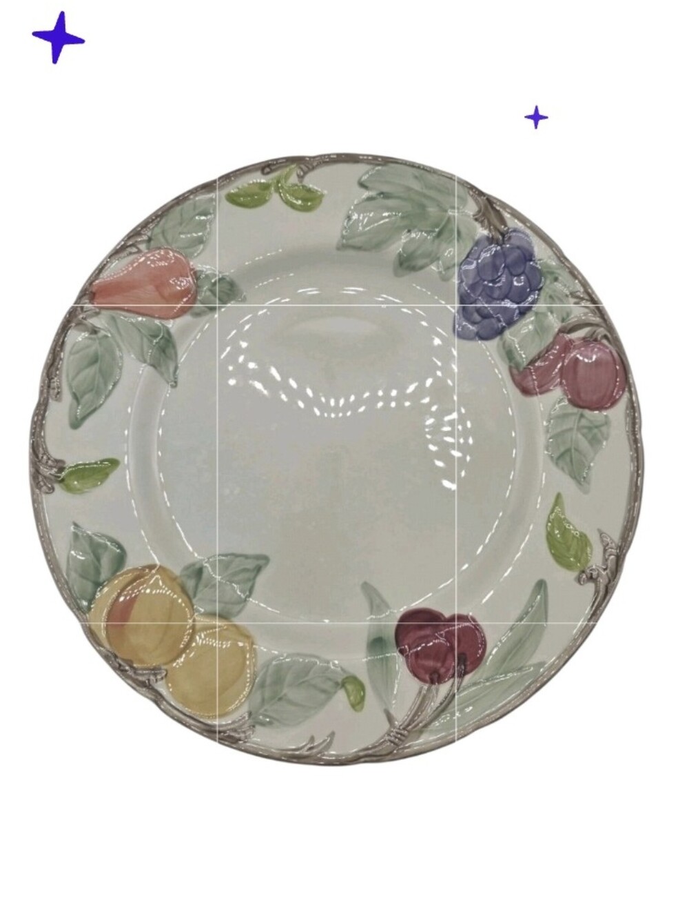 Franciscan Bountiful Dinner Plate Fruit Tan Cream 10.5" Grapes Peaches Vintage